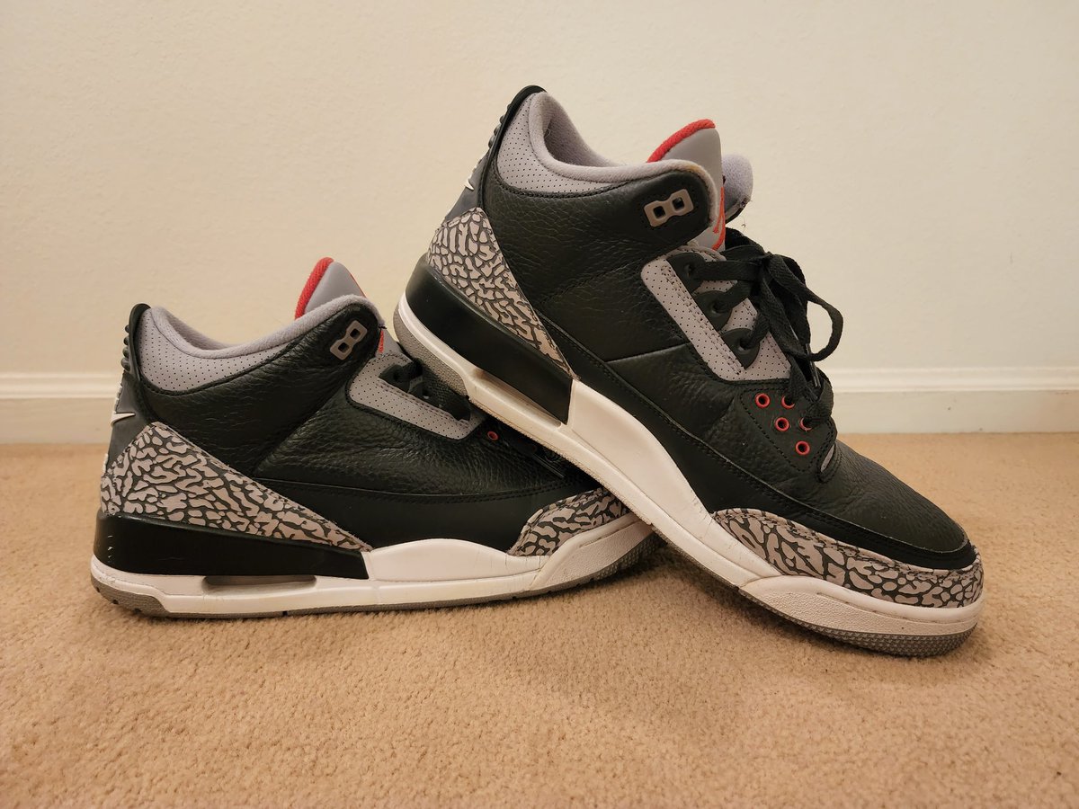 joseph7243's tweet photo. @atmos_usa My Jordan 3 Black Cements from 2018. The first pair of Jordan's I ever owned and the shoe that got me into sneakers. This pair will never leave my collection. Men's Size 12 #atmoscollectorsclub https://t.co/wm9oQye2mQ