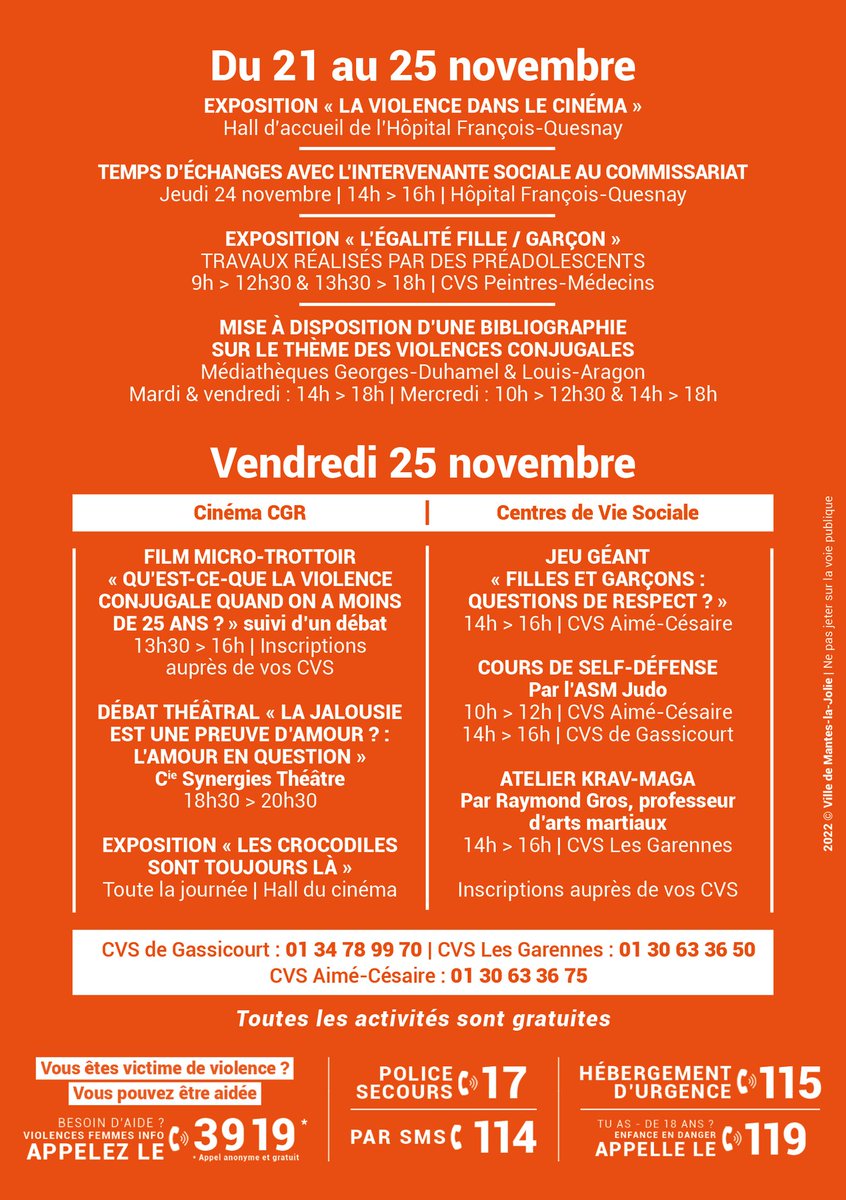 AMoreau78200's tweet photo. Rdv au méga CGR, entrée libre, gratuite et sans inscription #luttecontrelesviolencesfaitesauxfemmes #25novembre#manteslajolie
@ManteslaJolie_ on vous attend https://t.co/82pcgkzvsw