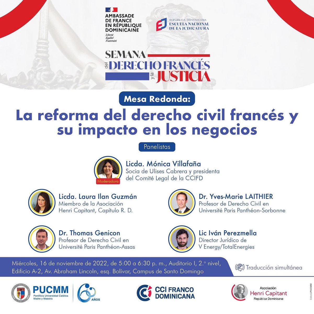 HenriCapitantRD's tweet photo. Contaremos con los profesores Thomas Genicon e Yves-Marie Laithier, miembros de la Asociación Henri Capitant (Francia), así como con @LauraIlan, miembro de Asociación Henri Capitant (RD). También estará como panelista Ivan Perezmella y como moderadora, Monica Villafaña. https://t.co/JuXOre8wgn