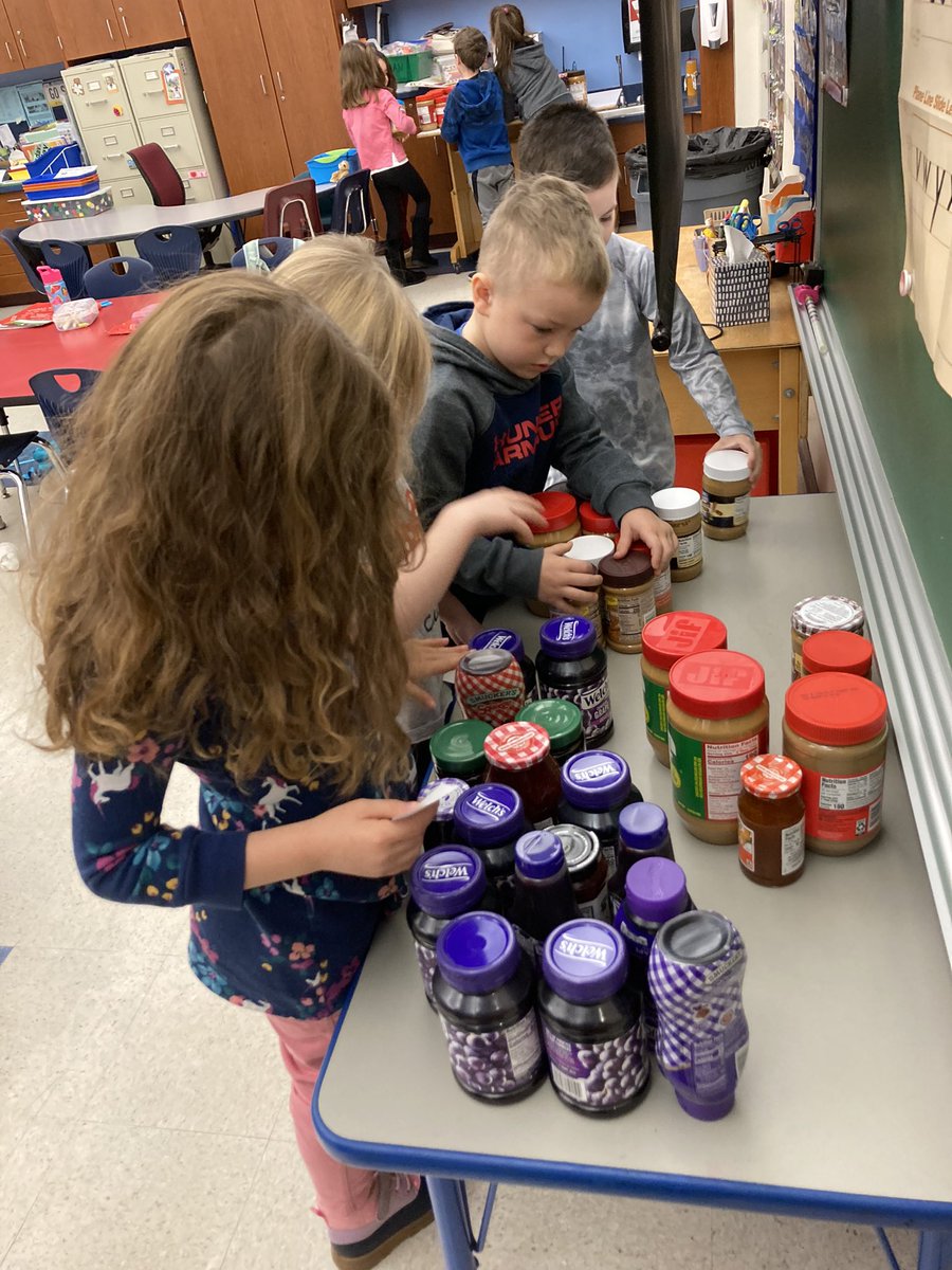 MarkhamK17's tweet photo. AM class Counting all of the Peanut Butter &amp; Jelly we collected last week! Thank you, Mt Lebanon community! #makeyourmark https://t.co/hvTgU3c5QX
