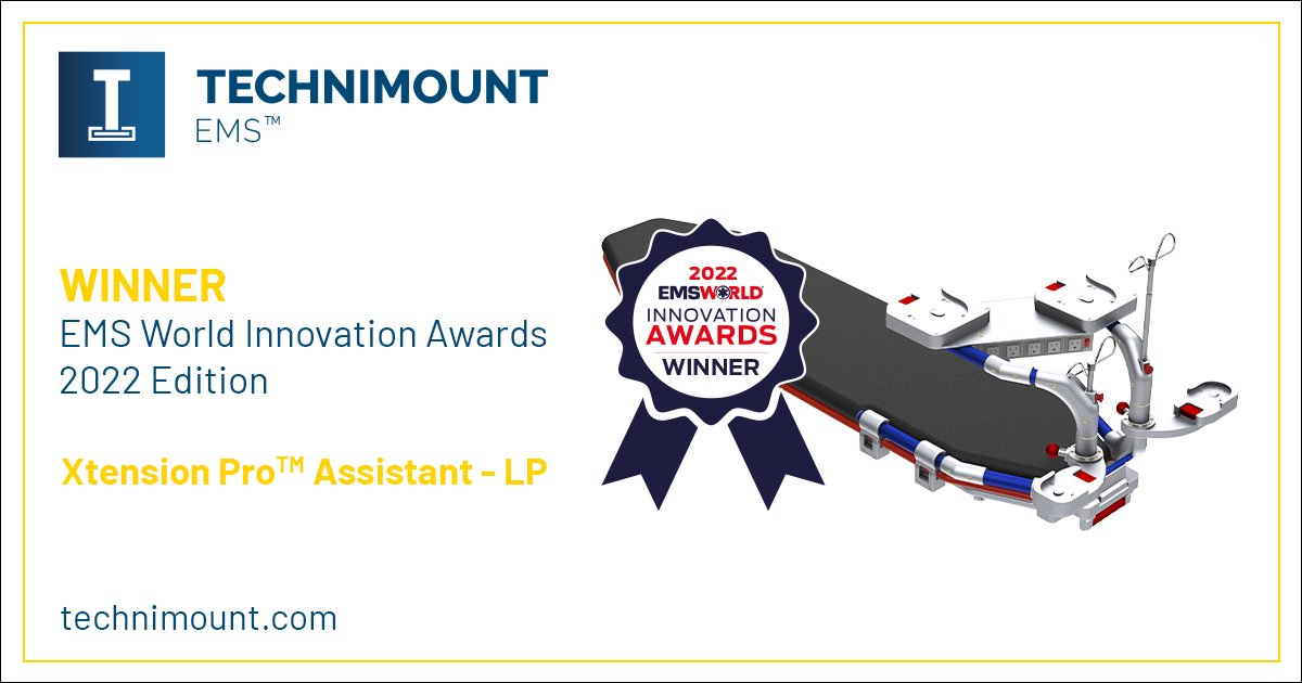 We are proud to announce that our innovative solution for air critical care transport, the Xtension Pro Assistant – LP, has been named EMS World Innovation Awards winner for the 2022 edition!

Learn more about the Xtension Pro Assistant – LP here:
technimount.com/winner-2022-xt…