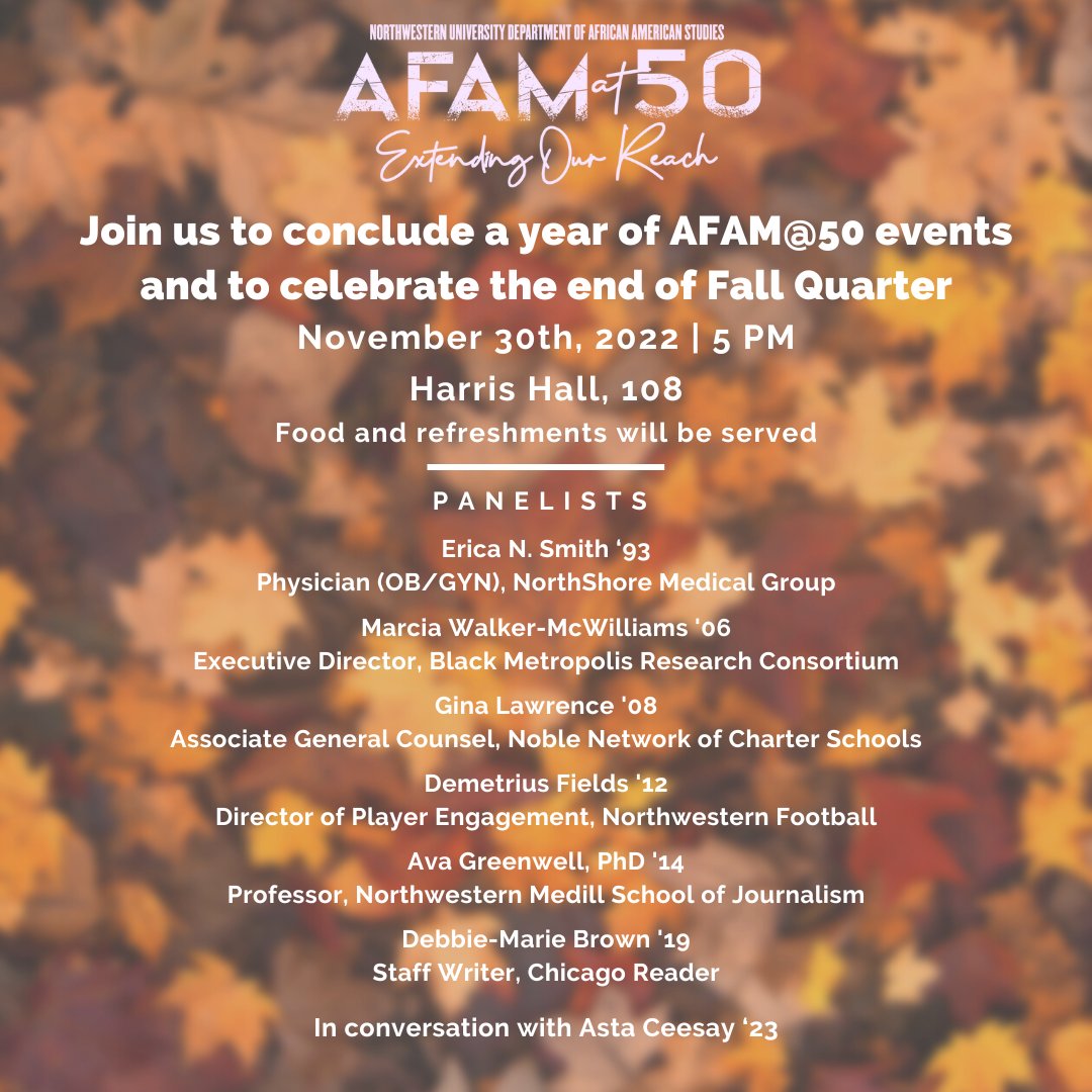 NOVEMBER 30th @ 5 PM: Join us to conclude a year of 50th Anniversary events and to celebrate the end of Fall Quarter! Food and refreshments will be served. Location: Harris Hall, 108.