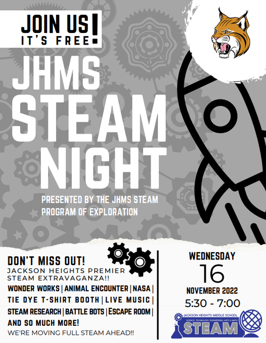 Evans_Elem's tweet photo. JHMS STEAM Night - This Wednesday! All JHMS families are invited. Incoming 5th-grade families from Partin, Stenstrom, Lawton, Evans, Walker, Geneva, and Carillon are also invited. https://t.co/LpiitC8sk0