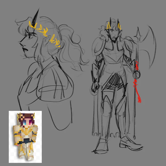 sketches of my paladin character on my friends origin server :-) what if you were the last surviving defender of the end dimension and also a girl 