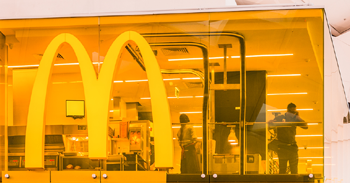 One of the coolest McDonald’s restaurants is located inside Sydney International Airport. The kitchen and crew are perched above the counter, where they prepare and bag orders before putting them on a conveyor belt to be delivered to travelers. Innovative and beautiful!