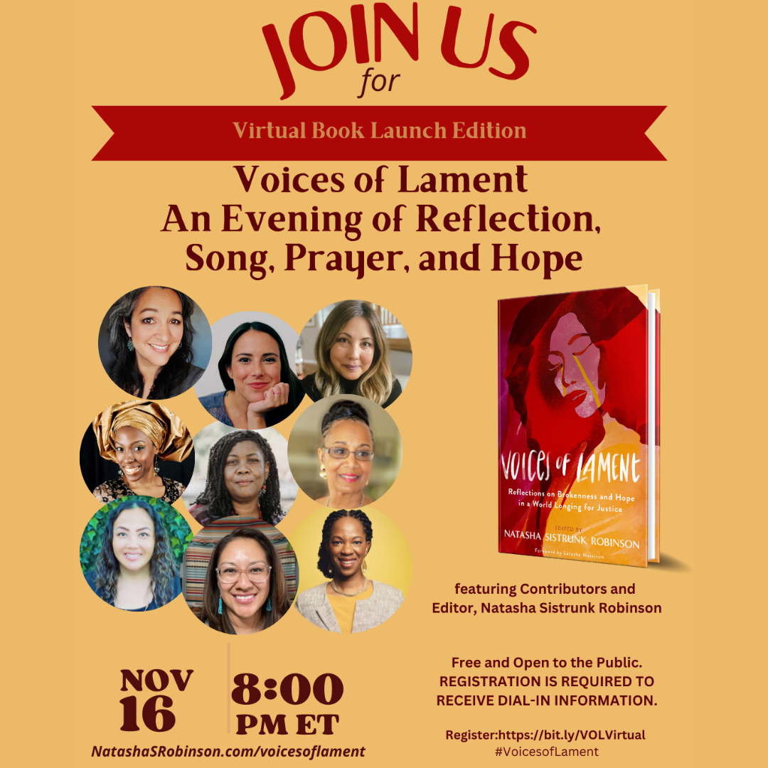 Friends, I hope you can join us tonight! Following a national book tour, our editor @asistasjourney, me, and several other phenomenal contributors of the Voices of Lament will reflect on our contributions to this timely book. 

During this FREE virtual event, we'll also celebrate