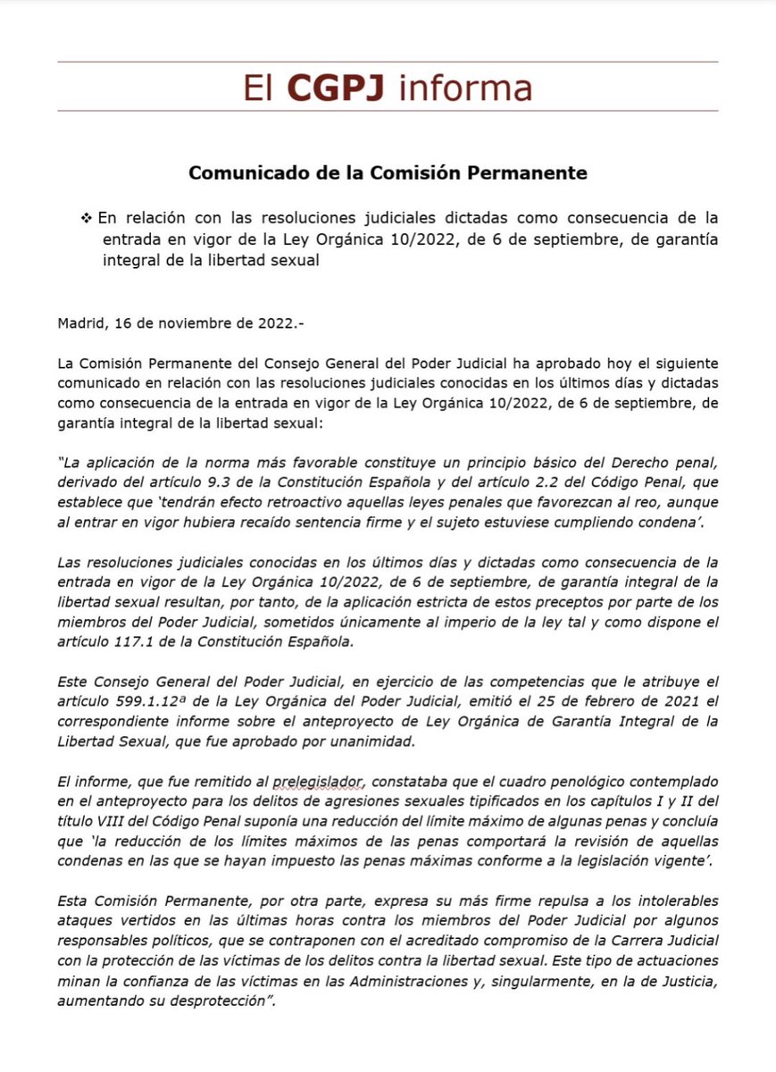 AdrianVL1982's tweet photo. Es una vergüenza que el Consejo General del Poder Judicial tenga que recordar que en una democracia sana, en la que hay separación de poderes, el ejecutivo no puede cargar contra los jueces por interpretar las chapuzas legislativas. https://t.co/Oktnvwvwen