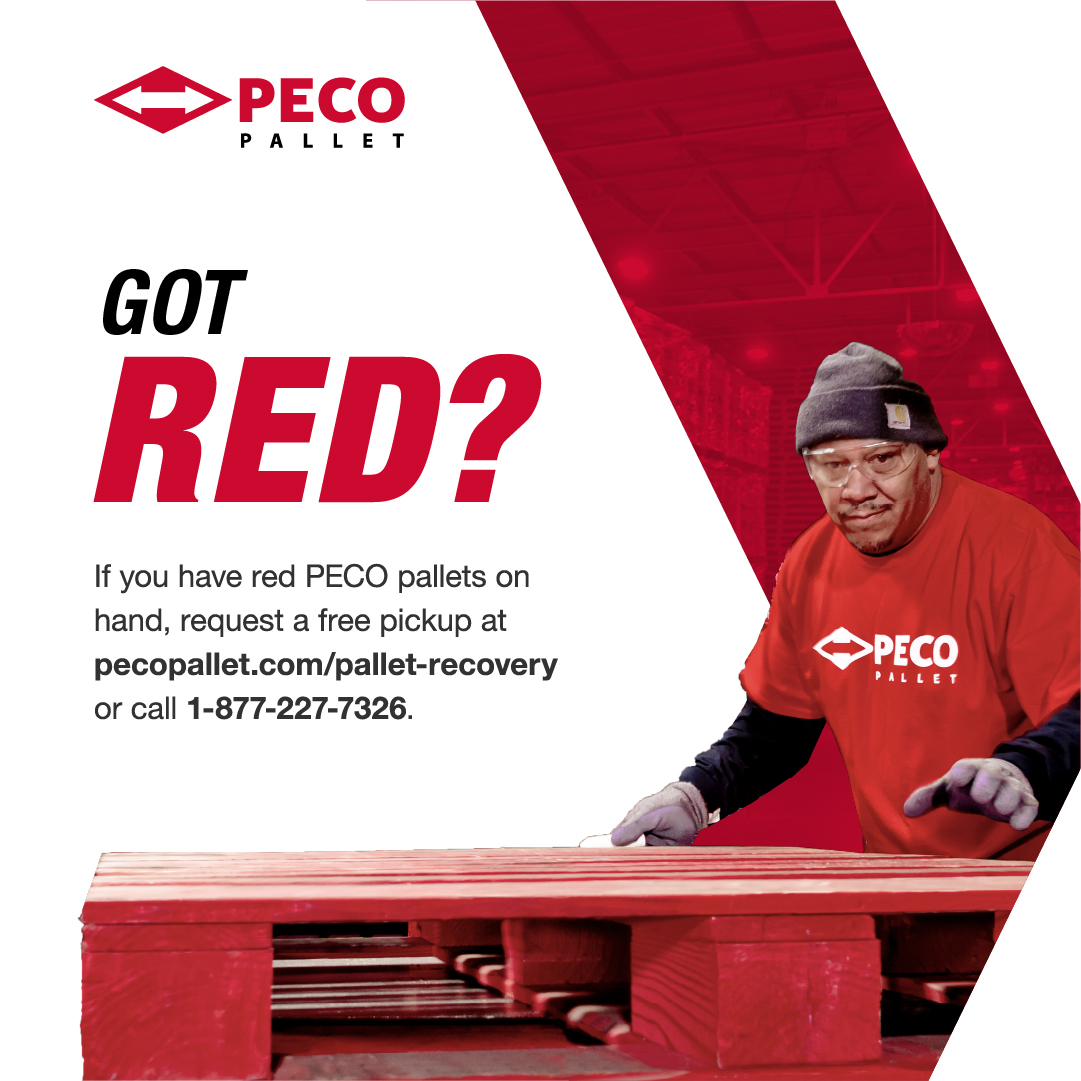 Red pallets are the property of PECO Pallet and should never be bought, sold, exchanged or repurposed. Arranging pallet pickup is easy and free. pecopallet.com/pallet-recover… 

#PECOPallet #Pallets #SupplyChain #Sustainability