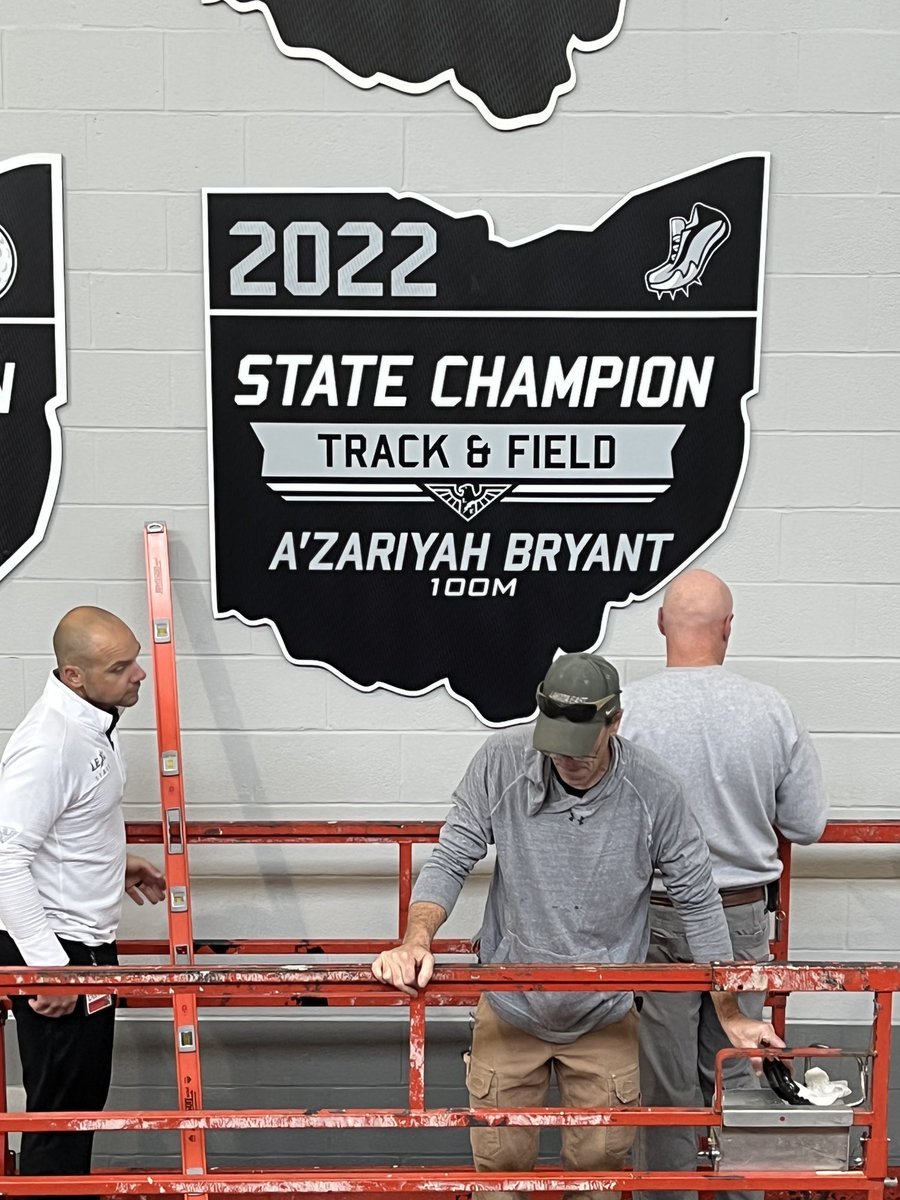 LakotaEastAD's tweet photo. The next addition to our State Champions wall on Main Street is A’Zariyah Bryant!! Congrats again, Z! We know you’re doing big things at Illinois! @LakotaEastTF @EAST_HAWKS https://t.co/bjkThzE1zI