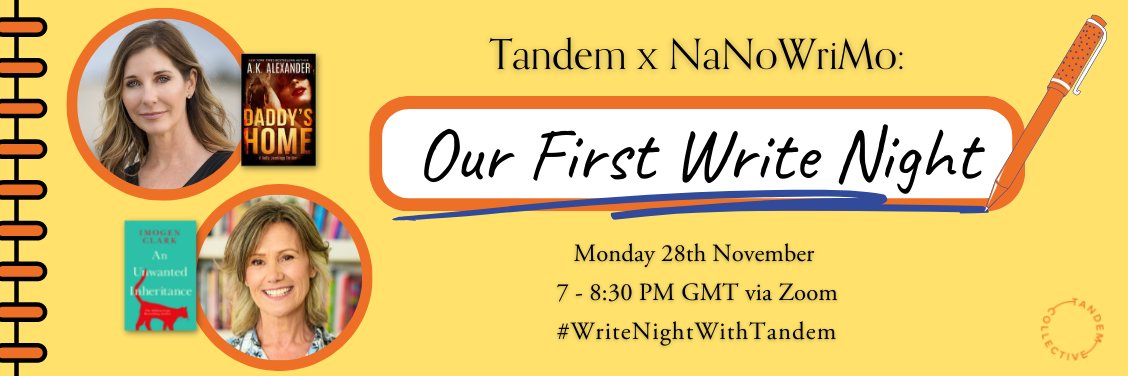 So excited that #TandemCollective are hosting a #writenight get your ticket here eventbrite.co.uk/e/tandem-x-nan…
#NaNoWriMo22 #amwriting #WritingCommunity