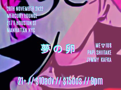meviusmusic's tweet photo. y0 sup

@papishiitake 
@JYMMYKAFKA 
@MercuryLoungeNY 
@Ticketmaster

https://t.co/KWbIl7lTUZ

#shoegaze #dreampop #indiemusic #electronicmusic #chillwave #hiphop #悲しい #mevius #meviusmusic #papishiitake #jymmykafka #lilnothin https://t.co/41kCpcS23K