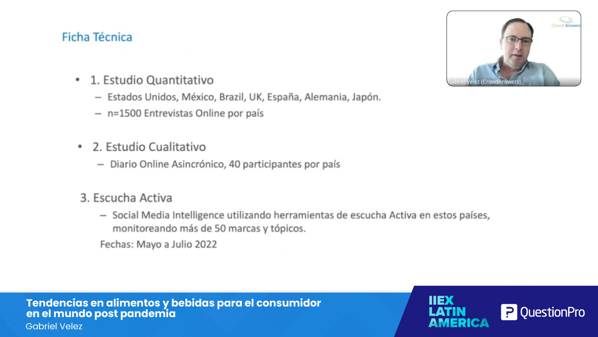questionpro_es's tweet image. El estudio de @CrowdAnswers se hizo en 3 etapas: la primera, un estudio cuanti en EEUU, MX, BR, UK, ES, AL y JP, 1.500 entrevistas online en cada país. La segunda, un estudio cuali y la tercera: escucha activa. Seguimos con Gabriel Velez en #IIeXLATAM.