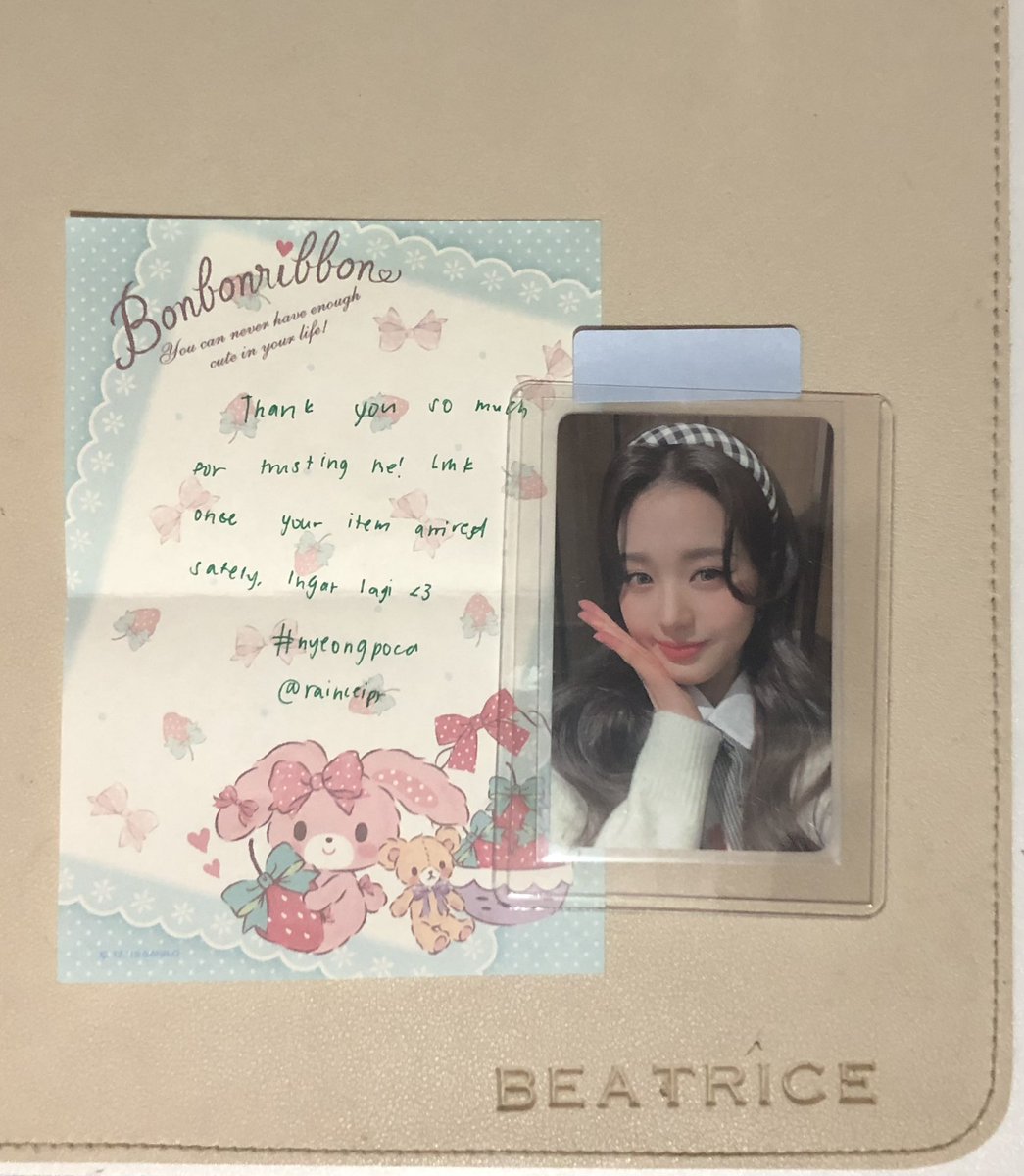 soshi_chungha's tweet photo. Hi @nyeongpoca #rainceipt ~ 💜
Thank you for selling wonyoung to me! Super grateful for the freebies and secured packaging too! 💜💜
~ #sochumails 🫶☔️💟 https://t.co/n3tgiBc8jq