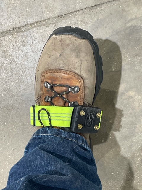 Impacto_Inc's tweet photo. Our Sales Managers don't let a little Snow keep them from doing their sales calls! Good thing they have their Impacto Ice Traction with them. MidcleatFR - with the Fire-Resistant Strap and our Brand New BigFoot Ice Cleat Over Boot will keep them safely on their feet. https://t.co/jEcnMwZcIP