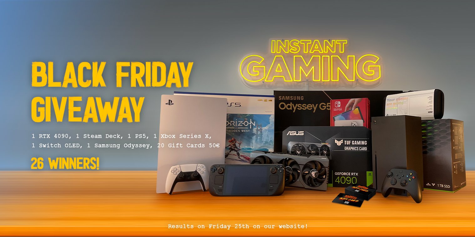 Instant Gaming on X: 🔥Win amazing prizes with Instant Gaming 🔥  Participate in our giveaway! -> RT and comment with #InstantGaming →  Click on the link to participate!    / X