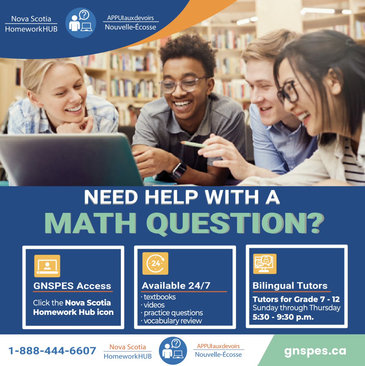 NS Homework Hub is available for students and teachers (Grades 4-12) including resources such as: tutoring sessions for students, textbook, videos, practice questions, vocabulary...Check it out!