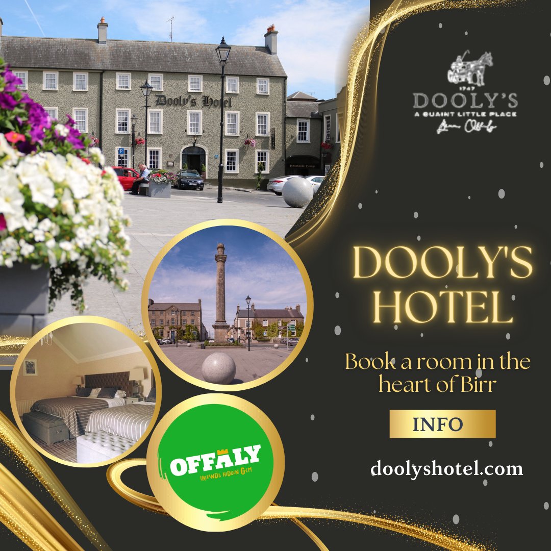 Offaly Tourism (@visitoffaly) on Twitter photo Dating back to 1747, Dooly's Hotel, Birr is one of the oldest coaching Inns in the country. Dooly’s exudes olde world charm combined with a warm and welcoming atmosphere!
Find lots more at visitoffaly.ie/eat-sleep/dool…
#VisitOffaly #Offaly
<a href="/Failte_Ireland/">Fáilte Ireland</a> <a href="/HeartlandsIRL/">Ireland's Hidden Heartlands</a> <a href="/offalycoco/">Offaly County Council</a> Dating back to 1747, Dooly's Hotel, Birr is one of the oldest coaching Inns in the country. Dooly’s exudes olde world charm combined with a warm and welcoming atmosphere!
Find lots more at visitoffaly.ie/eat-sleep/dool…
#VisitOffaly #Offaly
<a href="/Failte_Ireland/">Fáilte Ireland</a> <a href="/HeartlandsIRL/">Ireland's Hidden Heartlands</a> <a href="/offalycoco/">Offaly County Council</a>