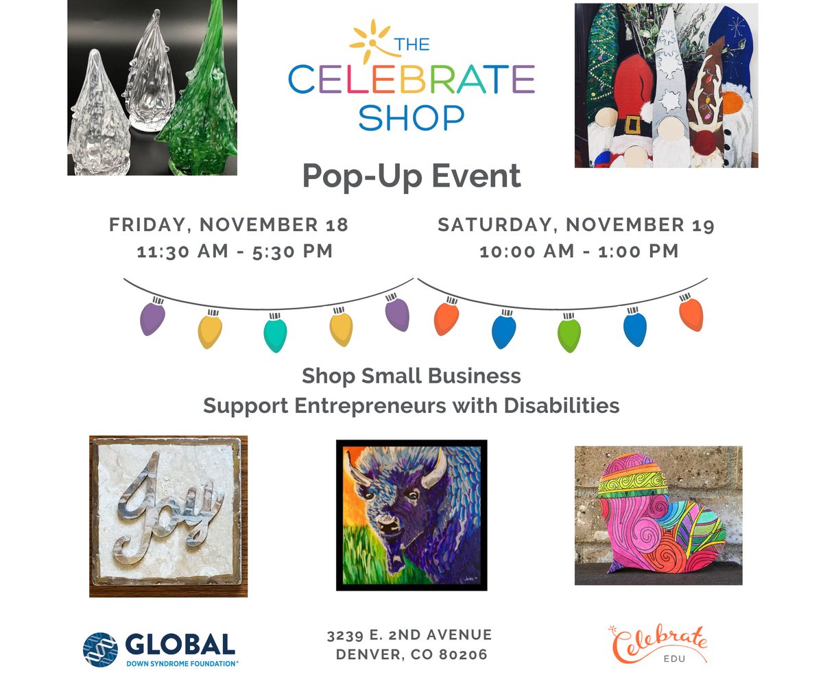 AutismCommStore's tweet image. 18 @CelebrateEDU entrepreneurs with disabilities would love for you to come visit their Pop-Up Shop event this Friday and Saturday! Please share to support small businesses and people with disabilities! 
Visit:  ow.ly/3P9o50LGaAz for more information!