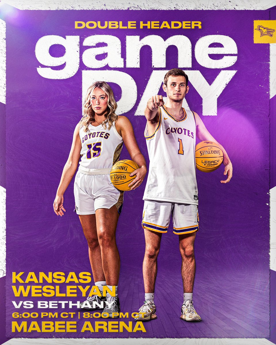 kwucoyotes's tweet photo. It’s a rivalry GAMEDAY as your Kansas Wesleyan Coyotes open conference play against the Bethany Swedes

🆚: Bethany College
📍: Mabee Arena
⏰: Women’s at 6:00PM CT 
⏰: Men’s at 8:00PM CT
📺: https://t.co/DW2ERCJeWA https://t.co/aQeL91fsvP