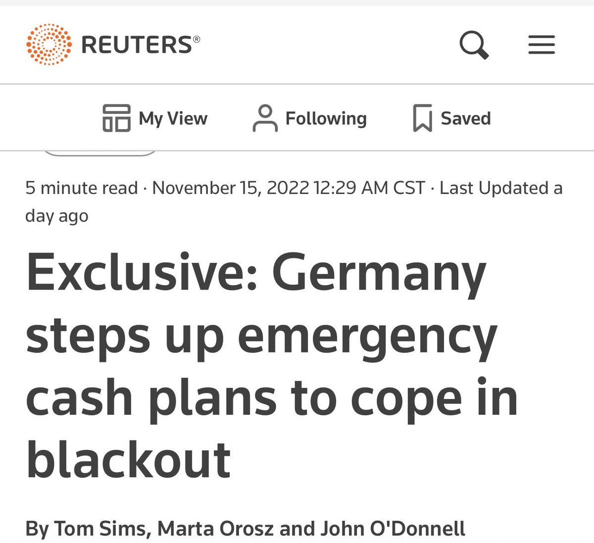 shellenberger's tweet image. For years, Germans told the world that it was proof that a high-energy industrial civilization could be powered by renewables. Now, it’s preparing for blackouts.