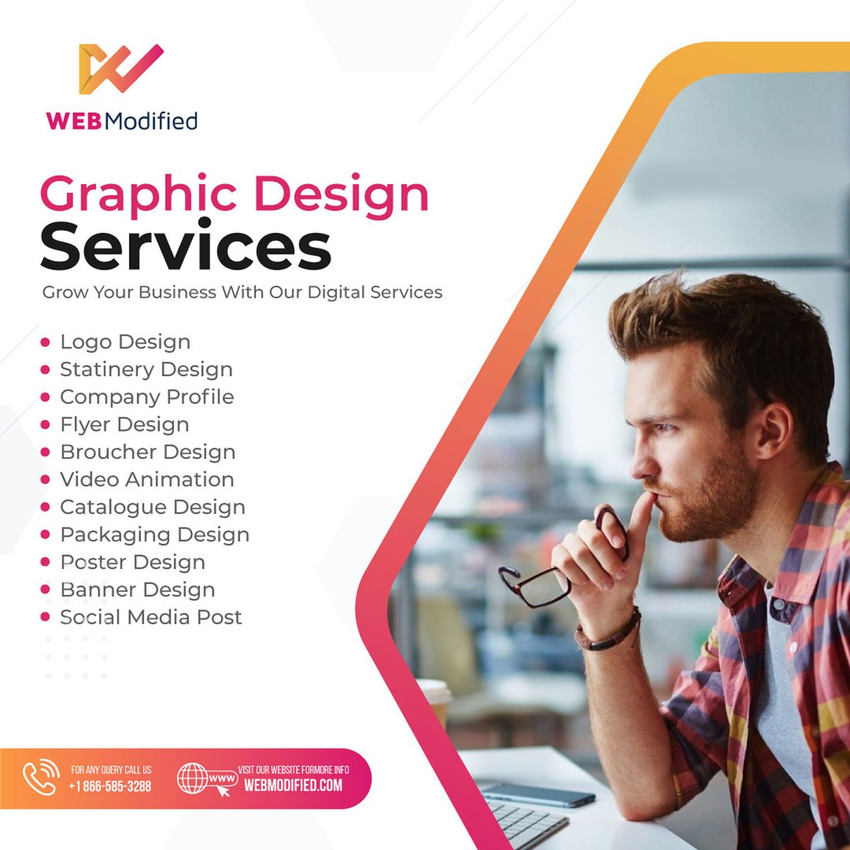 WebModified's tweet image. Grow Your Business with Our Digital Services.

E-mail: support@webmodified.com
Website: webmodified.com
Contacts: +1 866-585-3288
Facebook: lnkd.in/dUxRvdpp
Twitter: 

#webmodified #graphicdesign #logodesign  #catalogdesign #brochuredesign