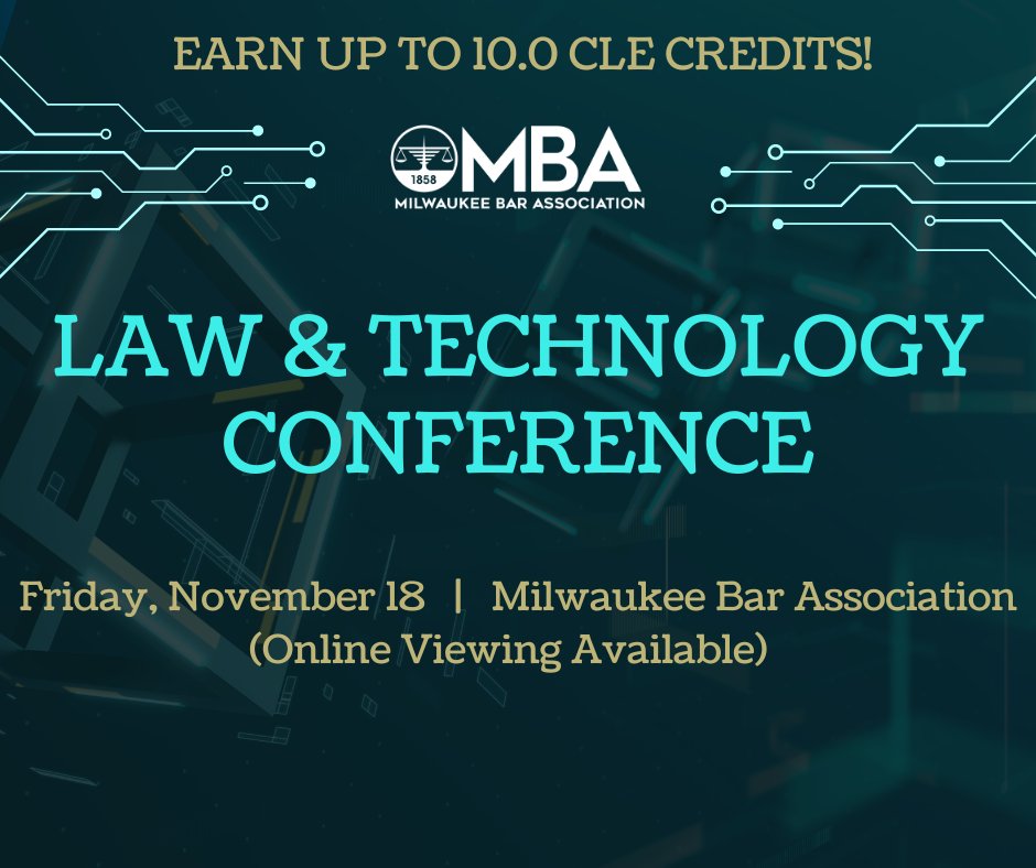 There is still time to register for the MBA Law &amp; Technology Conference happening this Friday! Learn about the latest legal tech topics from expert speakers and earn up to 10.0 CLE credits, including 1.0 ethics credit! Register: bit.ly/MBALawTech2022