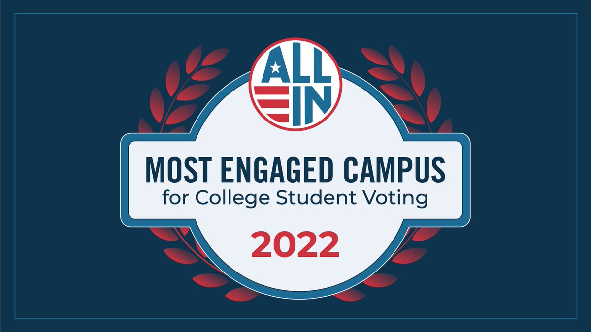 West Virginia University has been recognized by <a href="/allintovote/">ALL IN Campus Democracy Challenge</a> in the inaugural cohort of Most Engaged Campuses for College Student Voting! We’re committed to increasing college student voting rates <a href="/WestVirginiaU/">WVU Mountaineers · Let's Go!</a>.
#ALLINAwards #ALLINtoVote