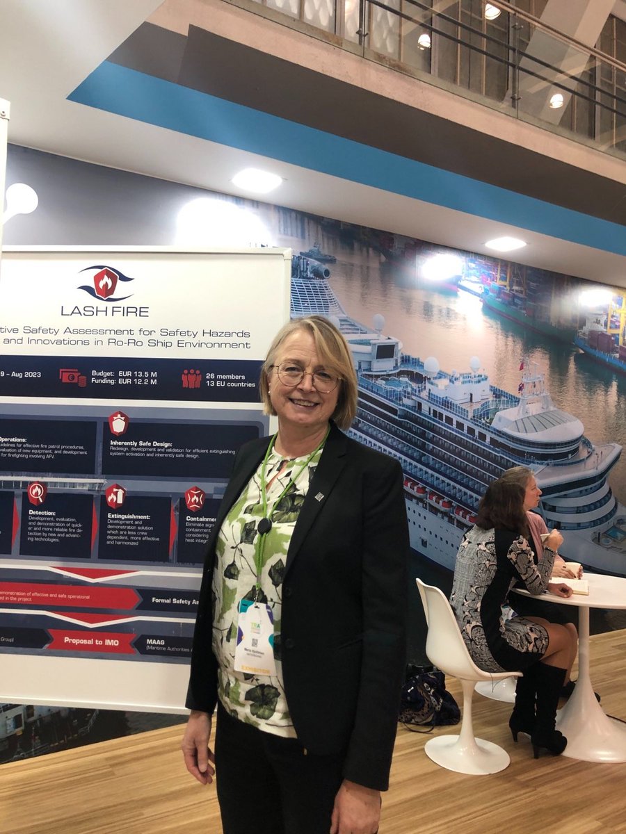 Maria Hjohlman @RISEsweden presenting LASH FIRE  at @TRA_Conference in Lisbon. 🔥

LASH FIRE was one of the few EC funded projects that were invited to give a short presentation at
@EU_Commission  booth.👏

#firesafety #firemanagement #roroships #fireprevention #H2020 #TRA2022