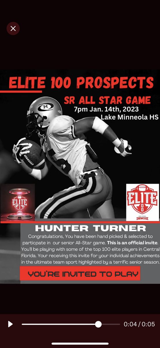 Hunter_Turner12's tweet photo. Blessed and Thankful for @elite100prospec for inviting me to play in your all star game!!❤️ @CoachS_Hughes @MHSdogsfootball @coachpannucci @Jon13Turner @Coach_Kintigh https://t.co/kaMlipfTjA