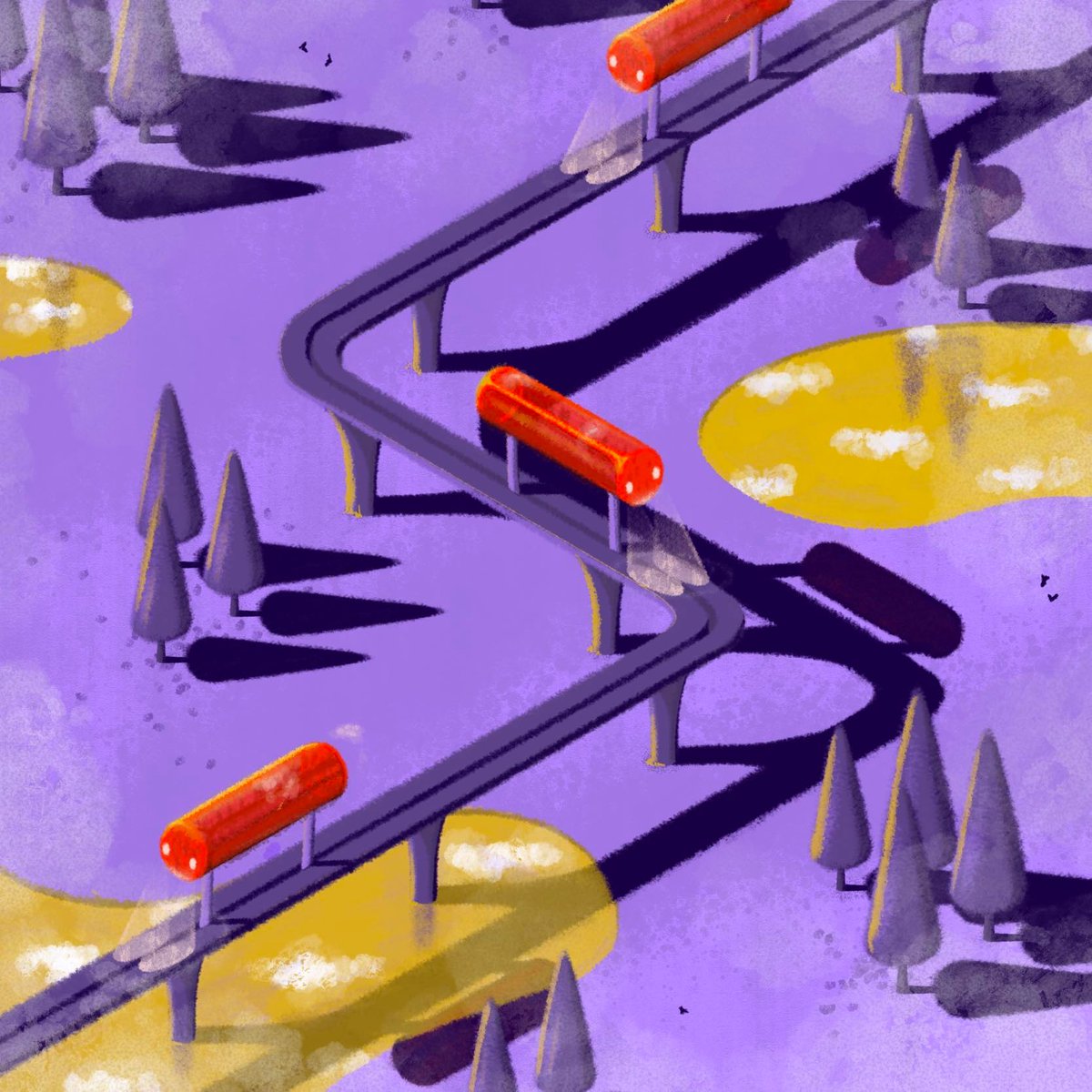 guilcher_design's tweet photo. Illustration imaginaire d'un métro en forêt réalisée sur @Procreate pour la couverture fictive du prochain numéro du @KaizenMag https://t.co/fcl4stxqUl