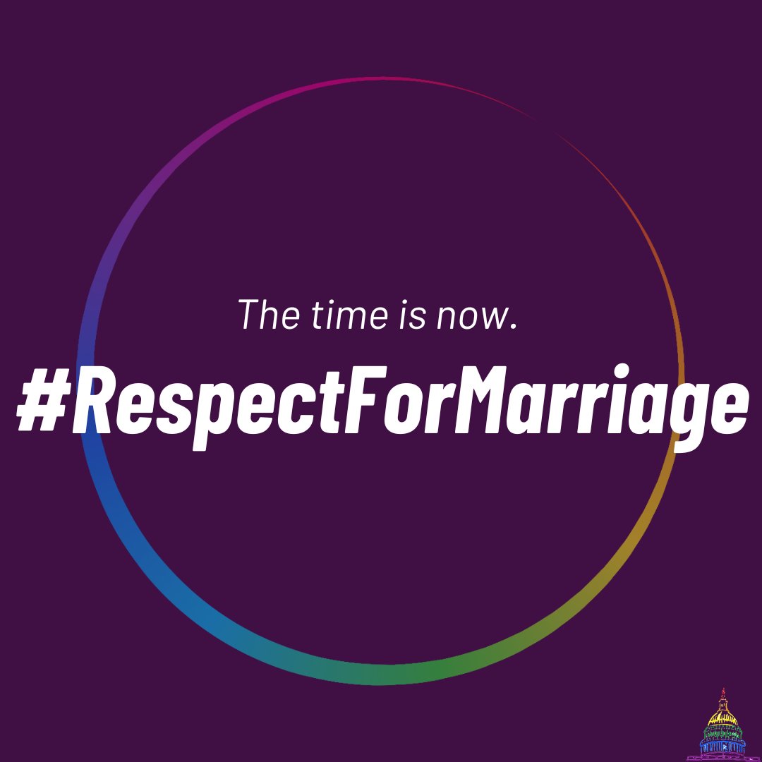 Today the Senate is taking a crucial step towards passing the #RespectForMarriageAct. As a proud cosponsor of the bill when it passed the House, I look forward to my Senate colleagues passing this important legislation. Let’s get this done. 🌈🌈🌈