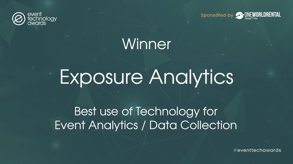 Congratulations to <a href="/EX_Analytics/">Exposure Analytics</a> who are the WINNERS of "Best use of Technology for Event Analytics / Data Collection" at the #EventTechAwards 2022 😀

#EventTech #EventProfs