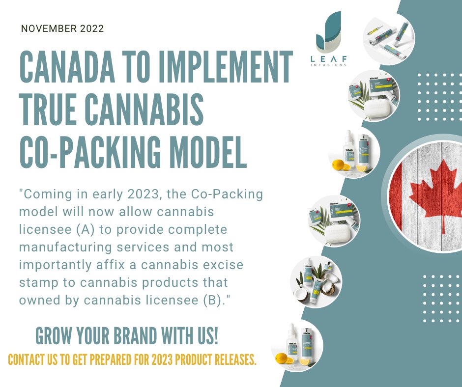 Canada to implement true #cannabis #copacking model in early 2023. This is particularly great for established brands wanting to further 'connect with consumers' by extending their successful product lines into a full suite of #cannabisinfusedproducts. #canadiancannabis