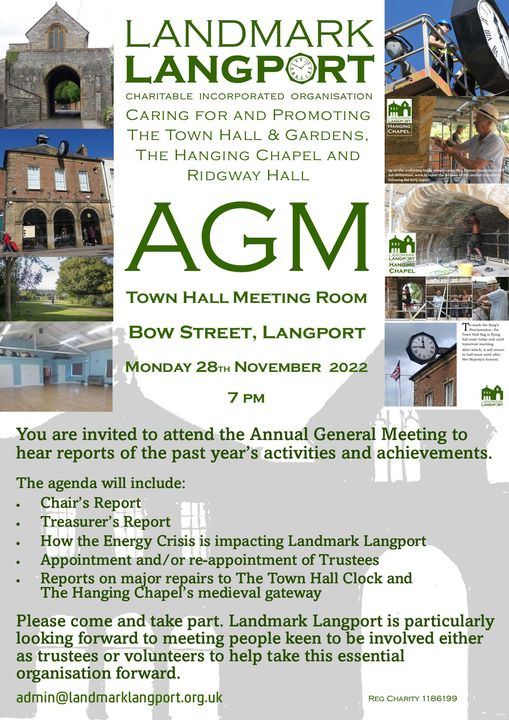 LABGInfo's tweet photo. AGM 28th November at 7pm
#Langport #LandmarkLangport #whereitsto #totallylocallylangport https://t.co/3XBJqsT98R