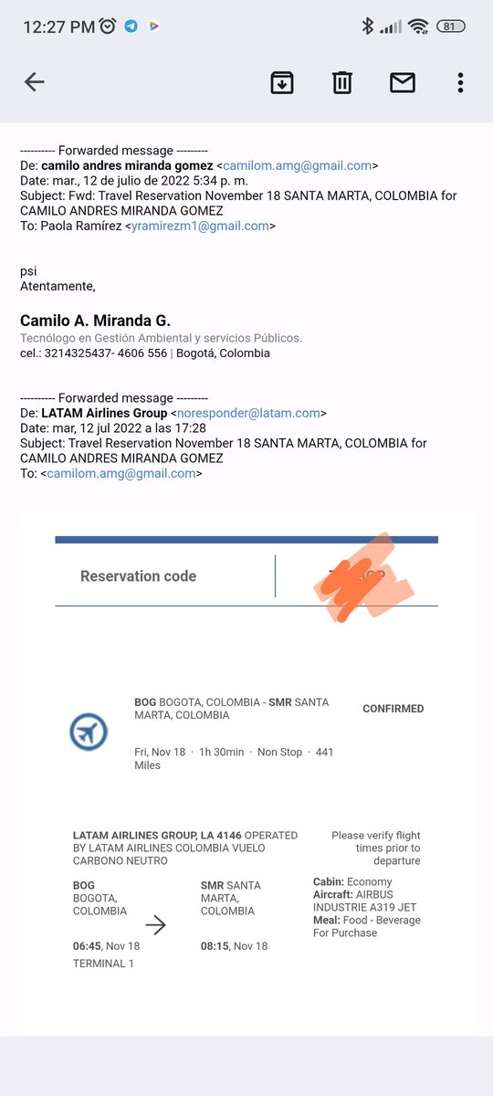 kmi1988's tweet photo. @LATAM_CO no cumple con lo que dice ya que nos dió COVID y no pudimos viajar, cambiamos las fechas y faltando dos días para viajar tratando de hacer el check in nos dicen que no hay nada de viajes ni reservas n https://t.co/2FKxXjYzuN
