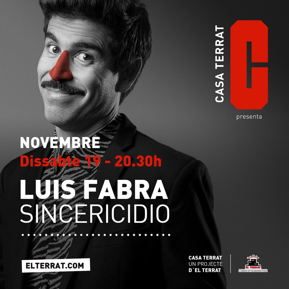 Esto es como el black friday, sí aplicáis el código AMICSTERRAT tendréis un -30% para ir a:

- Viernes 18: 'Live at Wembley' de Tomàs Fuentes: casaterrat.4tickets.es/espectaculo/li…

- Sábado 19: 'Sincericidio' de Luis Fabra:
casaterrat.4tickets.es/espectaculo/si…