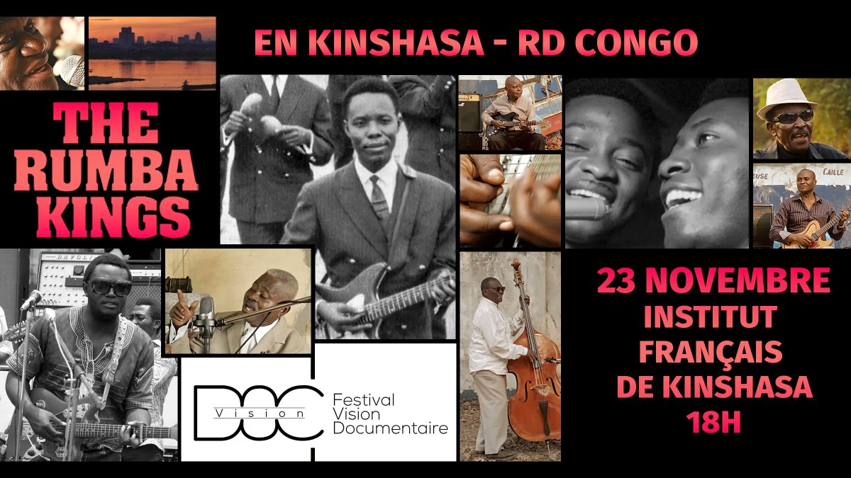 🇨🇩Calling Kinshasa, RD Congo 🇨🇩 !!

🤩😍 The Rumba Kings film will be in Kinshasa, RD Congo, as the opening film in the Festival Vision Documentaire!

🎸 November 23 - 18H  at the French Institute of Kinshasa - Grand Halle - buff.ly/3E4AN0q