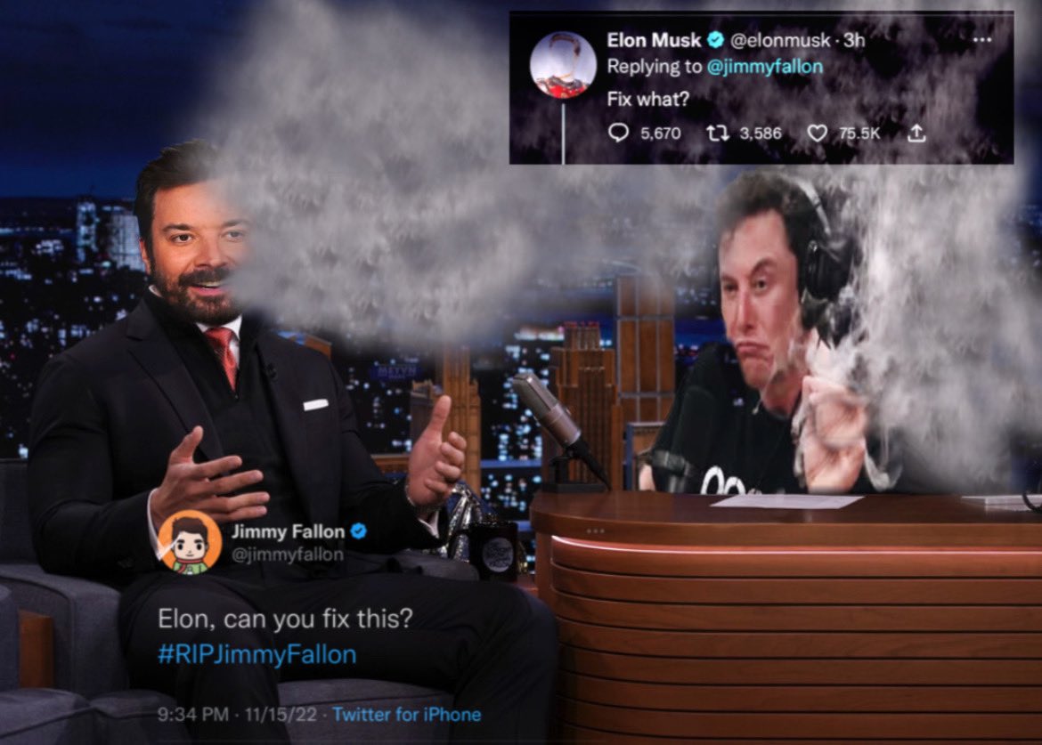 DoogieDose's tweet photo. Another one gone #RIPJimmyFallon 
@elonmusk @jimmyfallon https://t.co/5hiNIz0XRS