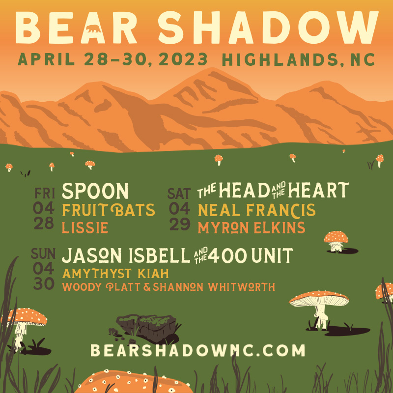 We’re headlining Bear Shadow festival in Highlands, NC on Friday, April 28. Tickets are on sale now. bearshadownc.com