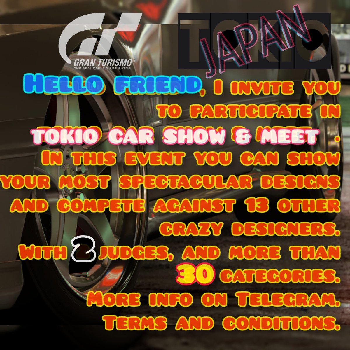ChomPeeeras's tweet photo. TOKIO CAR SHOW & MEET...
SIGN UP NOW! VIP!
INFO: https://t.co/bwbr7DPPni
#GhostArts #GT7 #VirtualPhotography #GT7Livery #GranTurismo7 #PS4Share #GTScapes #GT7PureScapes #VCPChallenge #ZarnGaming #VGPUnite #VPCONTEXT #WordofVP #VPRT #ThePhotoMode #TheCapturedCollective #GSVP https://t.co/w6y6KG1twj