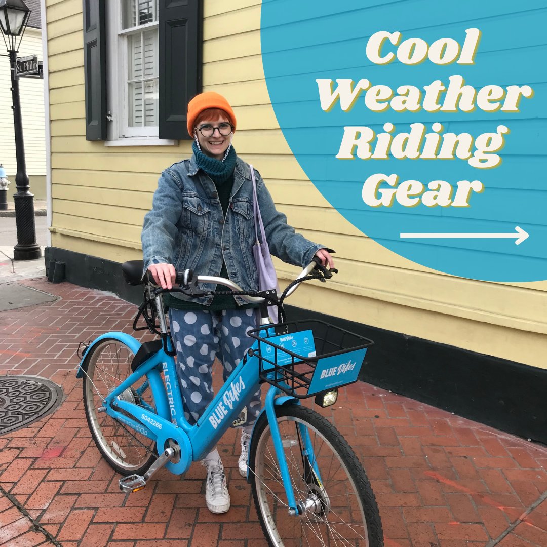BlueBikesNOLA's tweet photo. It's getting chilly out there, NOLA!
Keep bike riding through these cold snaps by following this cool weather riding gear guide! Stay cozy with a hat, scarf, gloves, long-sleeved jacket, and pants.
#RideDat #WinterRidingTips #BlueBikesNola https://t.co/8ljtLp9XzQ