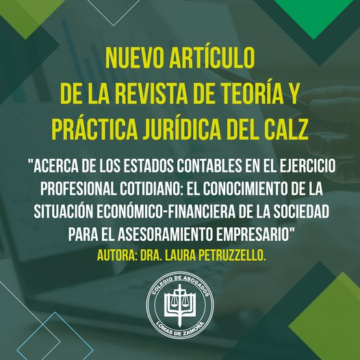 calzlomas's tweet photo. 📌Presentamos el décimo artículo del segundo volumen (2022) de la Revista de Teoría y Práctica Jurídica del CALZ, cuyo director es el Dr. Isaac Basaure Miranda.

"Acerca de los estados contables en el ejercicio profesional cotidiano: el conocimiento de la situación económico⬇️ https://t.co/mV7AicDhn7