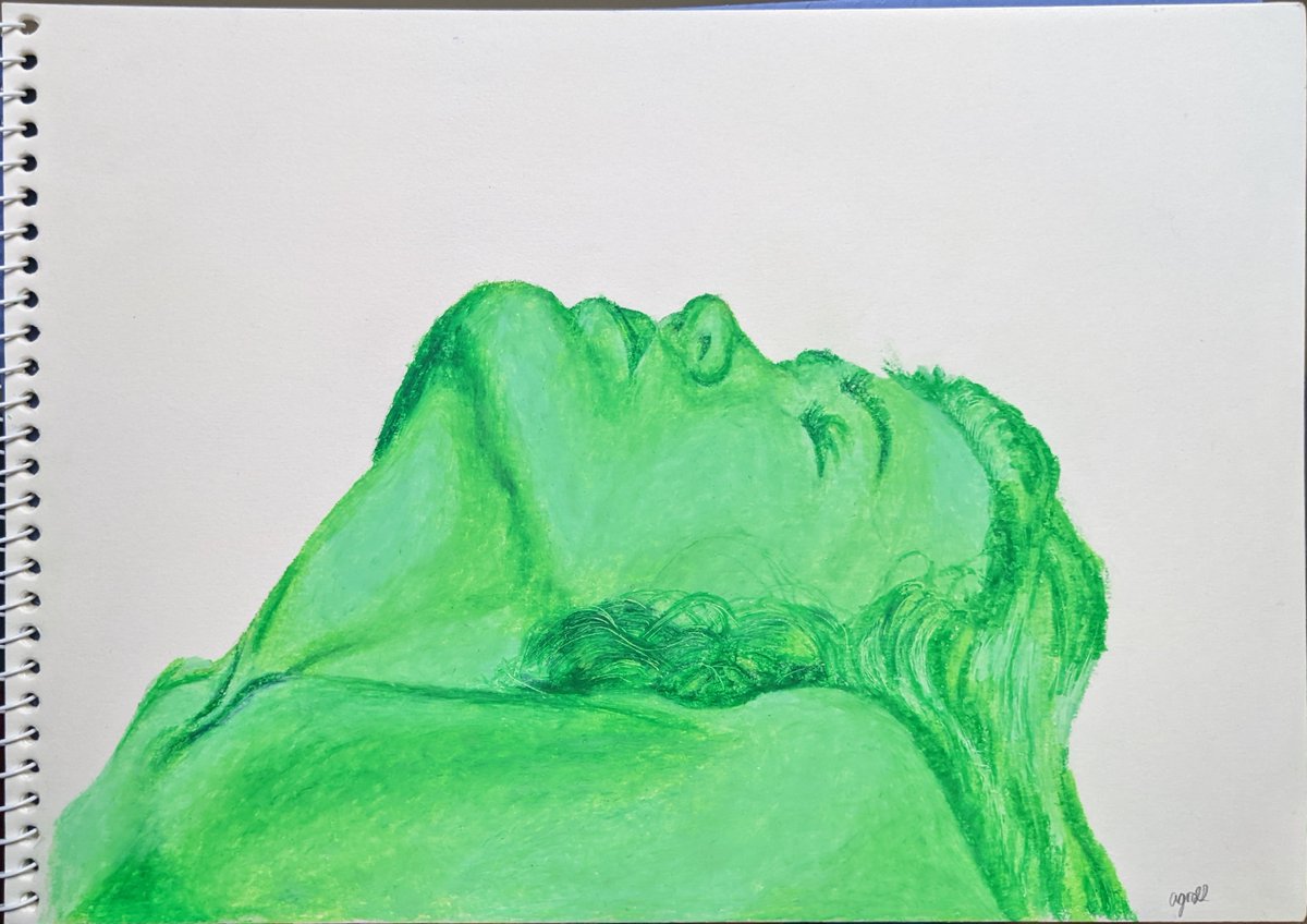 agroagroart's tweet photo. The first time in a long time I finished something in one day. Though I like how it turned out I think I will redo it with higher quality oil pastels when I have access to them again.

#art #portrait #oilpastels #painting #huevember https://t.co/i7Khu37PCH