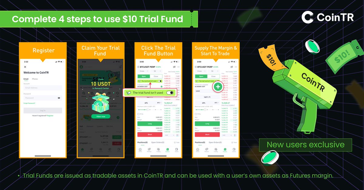 0xSlayertoMoon's tweet photo. 4⃣ Steps For #CoinTR Trial Fund 🚀🚀🚀
📢📢📢10 Lucky guys will get extra $10 trial fund on https://t.co/33io8OeJB6🤩😆💰
How to get it👇
✅Follow @CoinTRpro &amp; @CoinTRofficial 
✅ @ 3 friends
✅ RT &amp; LIKE the tweet

#Giveaway #Airdrops https://t.co/0QhJOcNa2S