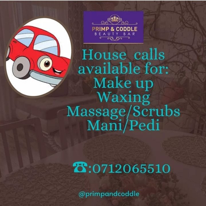 primpandcoddle's tweet image. For these services, you don't need to leave the comfort of your house.
☎️:0712065510

#primpandcoddle #facials#beautyspa #beauty#laser#laserhairremoval #vsteam #vsteaming #yonisteam #yonisteaming #yoni #esthetician#vaginalsteaming #vaginalsteaming #vaginalhealth