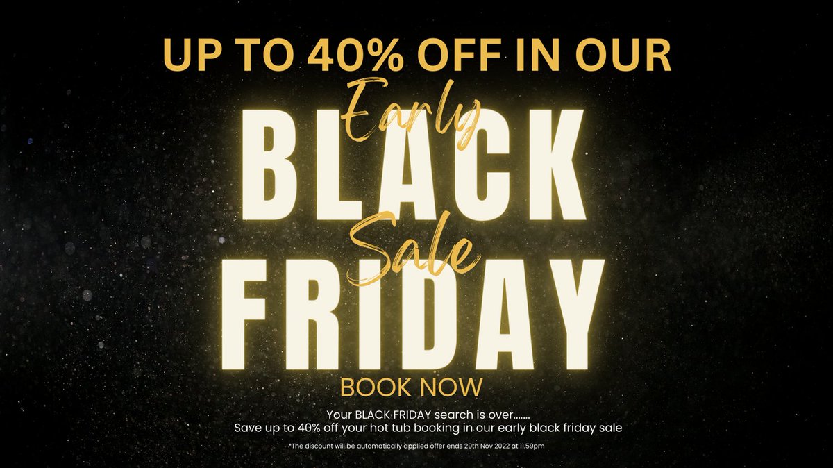 Save up to 40% off your #hottub with our #blackfridaysale! Order yours by midnight 29/11 hydrohottubs.com/blackfriday from the #southeast leading #hottubhire company!  

#hottubs #spa #leisure #sussex #surrey #kent #southeast #party #birthday #anniversary #blackfriday