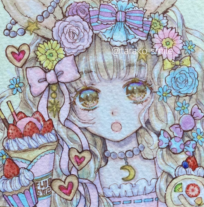 NEWうさ耳ちゃん、スコティッシュフォールドちゃん、狐耳ちゃんの豆色紙完成しました#獣耳カフェの甘い誘惑#豆色紙 