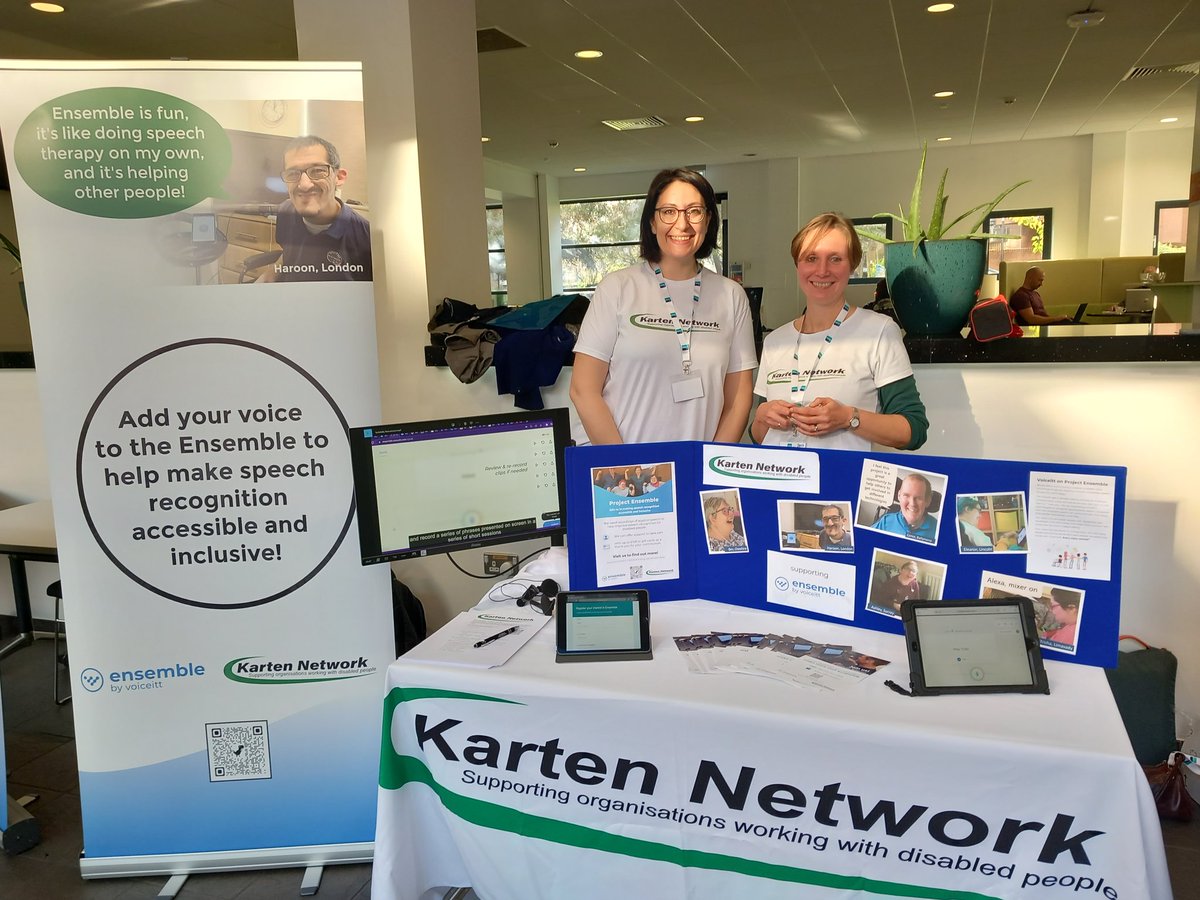 kartennetwork's tweet photo. If you're at #TechAbility22 pop into our stand near the registration desk. Meet the #NuvoicTeam and find out how you can participate in our project to improve voice recognition for people with atypical speech. https://t.co/8VAuzWqqR6