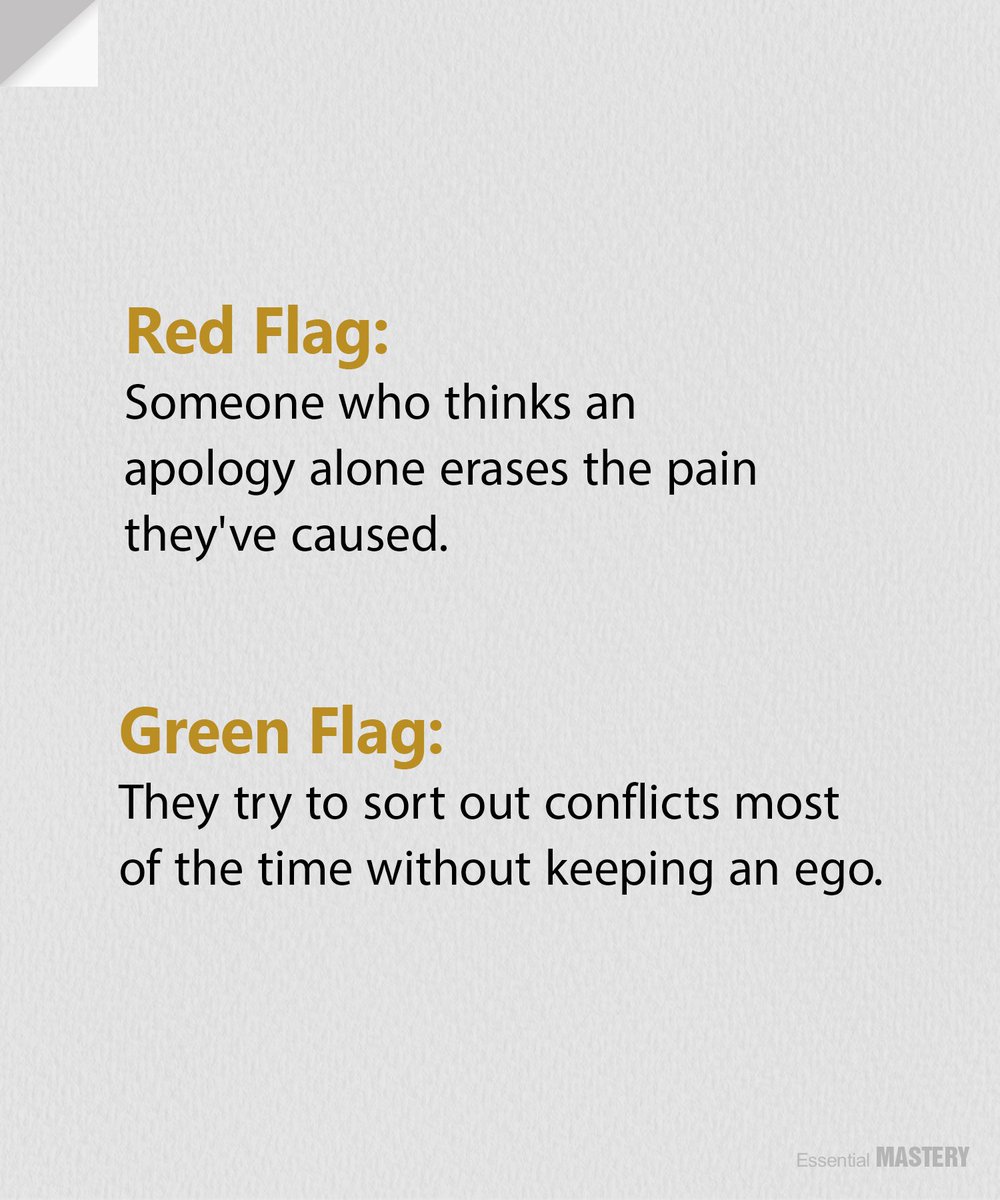 EssentialMastry's tweet photo. Red Flags VS Green Flags 

1. https://t.co/Hl7wBbkmHW
