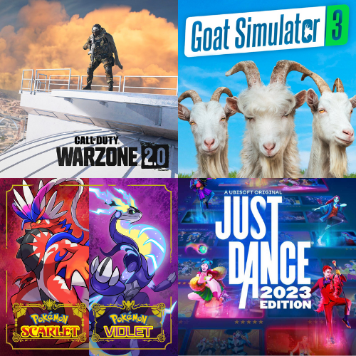 545games's tweet photo. A list of 4 new games coming out over the 2022 holidays:

Warzone 2.0 - November 16

Goat Simulator 3 - November 17

Pokemon Scarlet &amp; Violet - November 18

Just Dance 2023 - November 22

#games #videogames #holidays https://t.co/Txv235UK9I